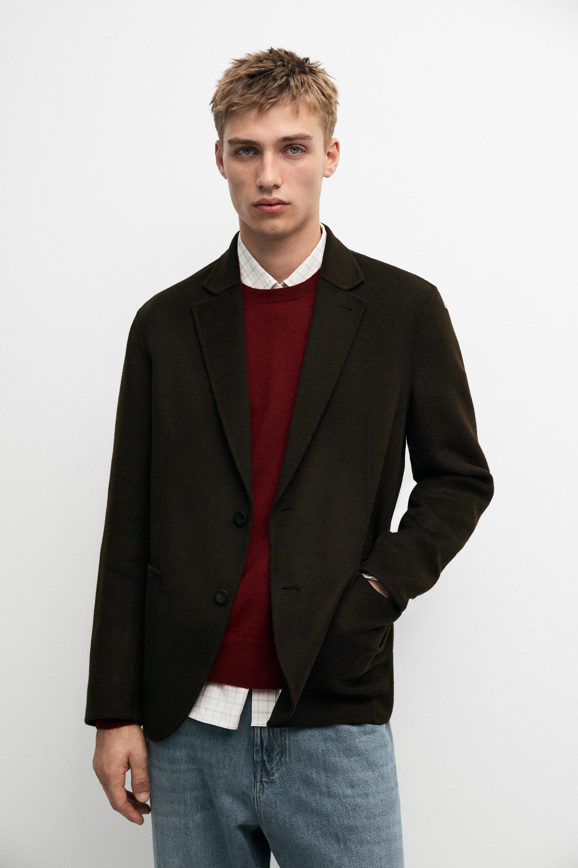 Blazer en laine mélangée tissu double